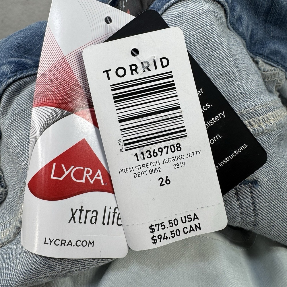 New $76 Torrid Jegging Women's Plus Size 26 Light Wash Jetty Stretch Lycra - Picture 10 of 13